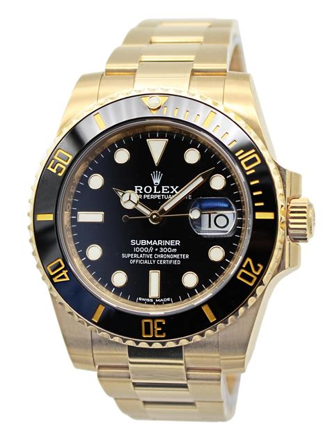 rolex submariner 18k yellow gold black watch|Rolex m126619lb 0003.